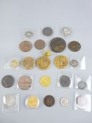 COLLECTION OF GOLD, SILVER & OTHER COINS and a 750 stamped coin type mounted ring to include an 1880