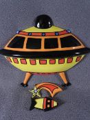 LORNA BAILEY - UFO plaque and two fridge magnets