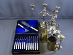 ELECTROPLATE EPERGNE (no glass) and a quantity of electroplate ware including candelabra, cased