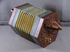 19TH CENTURY CONCERTINA SQUEEZEBOX - rosewood with twenty-one buttons