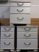 MODERN WHITE COLOURED CHEST OF DRAWERS, a matching pair and another narrow set