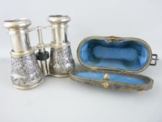 PAIR OF SILVER & CHROME PLATED BINOCULARS IN CARRY CASE, Birmingham 1891, maker Albert Plant Auer