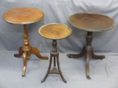 THREE ANTIQUE CIRCULAR TOP OCCASIONAL TABLES including a Regency example with Lazy Susan top on a