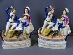 STAFFORDSHIRE FLATBACKS a rare pair 'Smuggler Quarrel'