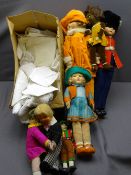 OLD SOFT TOYS/DOLLS and table linen