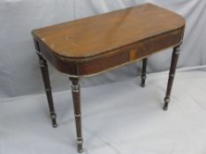 GEORGIAN MAHOGANY FOLD-OVER TEA TABLE, 72.5cms H, 31.5cms W, 45 D (closed)