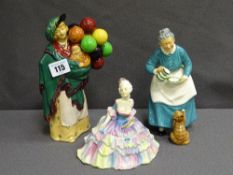 THREE ROYAL DOULTON FIGURINES, 'The Balloon Seller' HN583, 'Lisette' HN152 and 'The Favourite'