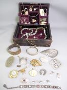 VICTORIAN JEWELLERY BOX with antique, vintage and modern jewellery contents