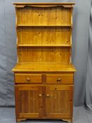 NEAT REPRODUCTION PINE KITCHEN DRESSER, 177cms H, 91cms W, 44cms D