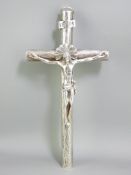 A POSSIBLY DUTCH SILVER WALL HANGING CRUCIFIX naturalistic chase decorated cross with the figure