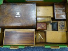 TREEN BOXES, an assortment of including Mother of Pearl inlaid
