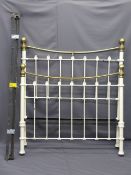 VICTORIAN BRASS & CAST IRON 4FT 6IN BEDFRAME with connecting irons, 53cms head end H