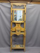 CIRCA 1900 MIRRORED OAK HALL STAND, drip trays intact, 203cms H, 68cms max W, 26cms D