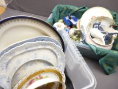 BLUE & WHITE DRESSER MEAT PLATTERS, a Bavarian display china trio and an assortment of other