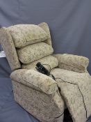 MODERN UPHOLSTERED ELECTRIC RECLINING ARMCHAIR E/T, 106cms H, 88cms W, 53cms seat D