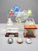 GLASS PAPERWEIGHTS - Millefiori, others and similar items including ornamental ship in a bottle ETC