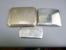 SILVER CALLING CARD CASE and two hallmarked cigarette cases, all Birmingham hallmarks, various