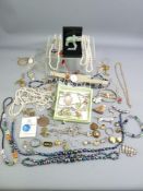 PARCEL OF MIXED DRESS & OTHER JEWELLERY including two good necklaces of cultured graduated pearls