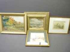 G O ELLISON watercolour - countryside lane with autumnal trees, 20 x 37cms, indistinctly signed,