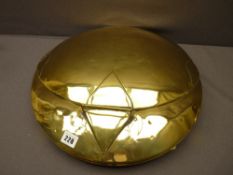 MILK CHURN LID - brass with aerated rim, see label inside with reference to Pwll Glas Farm, nr