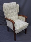 LANCASTER DE-LUXE UPHOLSTERED WINGBACK ARMCHAIR, 117cms H, 65cms W, 48cms seat D