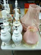 ORNAMENTAL TABLE LAMPS - an assortment