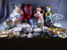 ASSORTMENT OF PORCELAIN, TEAWARE ETC (three boxes)
