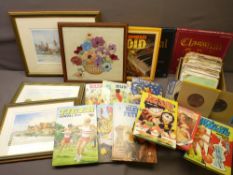 KENNY ROGERS, RICKY NELSON to name a few - parcel of 45 records, LP box sets, prints and children'