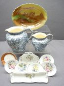 DOULTON, BURSLEM - graduated pair of jugs, Royal Doulton ploughing scene dish, Royal Worcester,