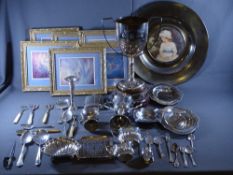 EPNS - trophy cups and other items and a set of mythical prints ETC