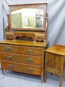 EDWARDIAN MAHOGANY MIRRORED DRESSING CHEST and a similar period single door mahogany pot cupboard