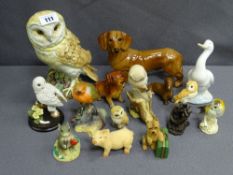 GROUP OF ANIMAL & BIRD FIGURINES various compositions and makers