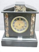 SLATE MANTEL CLOCK, 30cms H x 25cms W