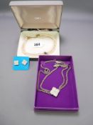 COSTUME JEWELLERY - two items including a double strand set of Ciro simulated pearls with diamante