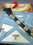 SCOTTISH PIPERS' DIRK and a quantity of Masonic regalia, single edged 12in blade, the Forte