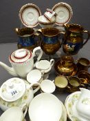 DUCHESS GREENSLEEVES TEAWARE, Salisbury Sarum teaware and an assortment of good copper lustre