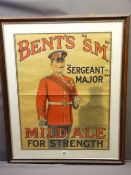 BENT'S S.M., Sergeant Major, Mild Ale for strength, framed poster, 63 x 48cms