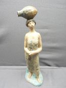 A FINE EARLY LLADRO MATT FINISH STANDING FIGURINE of a native woman carrying on her head a