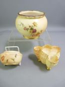 ROYAL WORCESTER - a circular floral decorated blush bowl, 1894, 8cms height, 11.5cms diameter, a