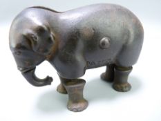 PATENT 1873 CAST IRON WALKING ELEPHANT TOY manufactured by The Ives Toy Company of Bridgeport,