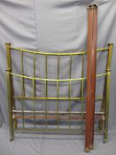 VINTAGE 4FT 6IN BRASS BEDSTEAD with connecting irons