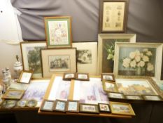 PAINTINGS & PRINTS - miniatures and a large parcel of table lamps