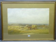 JAMES WHITE watercolour - harvesting scene, signed and dated 1869 (foxing), 40 x 60cms