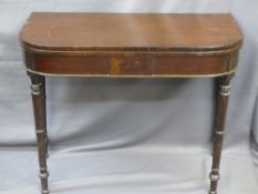 GEORGIAN MAHOGANY FOLD-OVER TEA TABLE. 72.5cms H, 31.5cms W, 45cms D (closed)