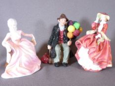ROYAL DOULTON FIGURES - 'The Balloon Man' HN1954, 'Top of the Hill' HN1834, and Coalport 'Lady is