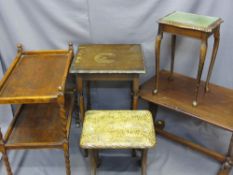VINTAGE FURNITURE PARCEL including a two-tier barley twist trolley, four various side tables and a
