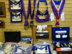 MASONIC REGALIA, jewels, associated books ephemera and commemorative ware, a large single owner