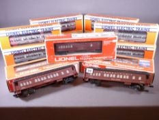 LIONEL ELECTRIC TRAINS O'GAUGE - eight boxed New York Central passenger, dining, baggage and combo