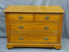 SATINWOOD CHEST of two short over two long drawers, 82.5cms H, 116cms W, 52.5cms D