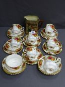 ROYAL ALBERT OLD COUNTRY ROSES TEASET, twenty-five piece, of six cups, saucers and plates, milk jug,